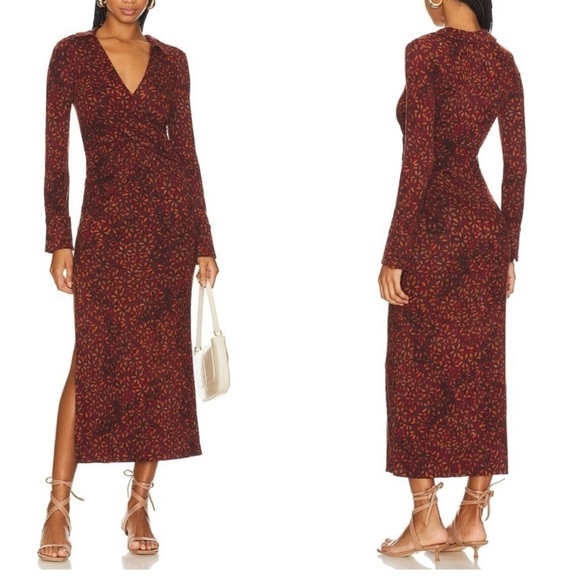 Free People Dresses & Skirts - XL NWT Free People Shayla- Brown Maxi wrap dress with thigh high slit.Size XL